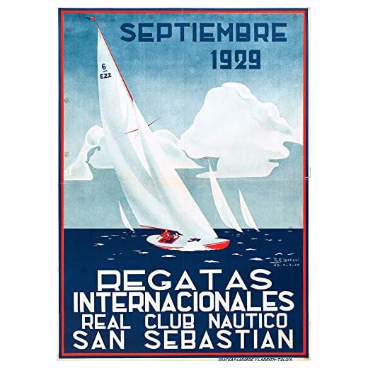 Club Náutique San Sebastian 1929 - Póster de reproducción, formato 50 x 70 cm, papel 300 g, venta del archivo digital HD posible, consulta (tienda: cartel vintage.FR)