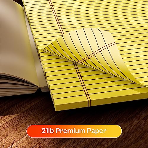 Legal Blöcke, 21,6 x 27,9 cm breit, liniert, 3 Stück, liniert, kanariengelbes Papier, 9,5 kg, gelber Notizblock, 30 Blatt pro Schreibblock, doppelseitig bedruckt, perforiert, ideal für Zuhause, Büro,