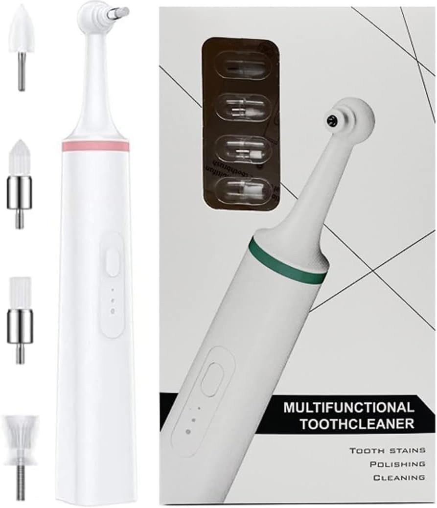 Electric Toothbrush Polisher, Home Tartar Calculator Remover for Fight Tooth Smoke and Tea Stains, Teeth Whitening Cleaning Kit Pink