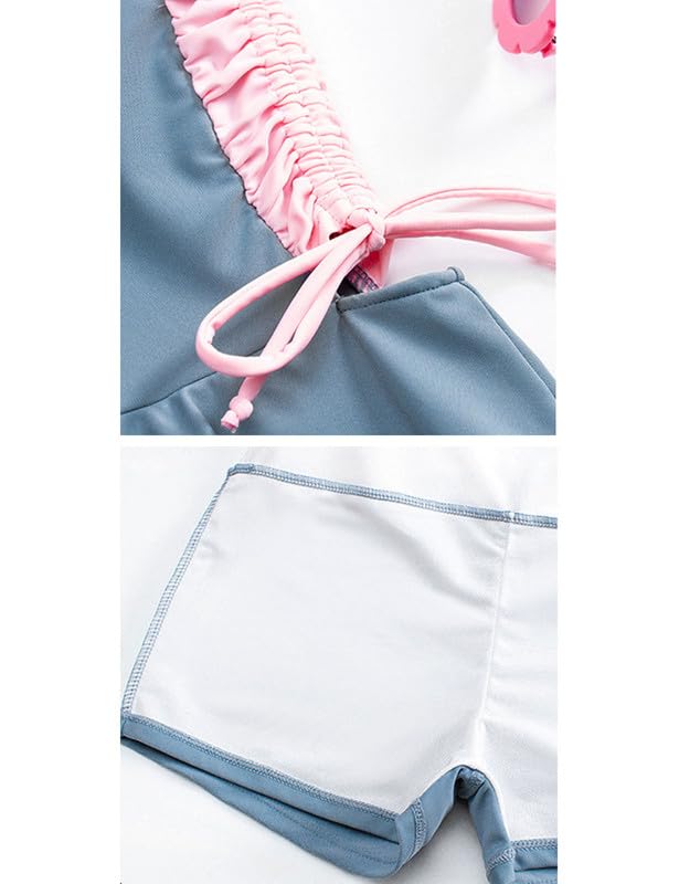 Teen Girls One Piece Swimsuit Short Sleeve Rash Guard Skirted Bathing Suit Sun Protection Zip Front Swimwear4