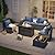 Aoxun Outdoor Patio Furniture Set with 44'' Fire Pit Table, 7 Pcs Outdoor Patio Furniture Sets with 4in Thicken Cushion, Widen Armrests Wicker Outdoor Sectional for Backyard (Waterproof Cover Include)