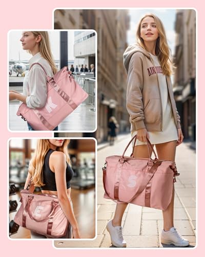 Image of Birthday Gifts for 8 9 10 11 12 13 14 Year Old Girls,Duffel Bag | Personalized Weekender Travel Bag, Monogram Overnight Bags, Niece Gift Dorm Room Essentials For Girls Gifts (Letter F)
