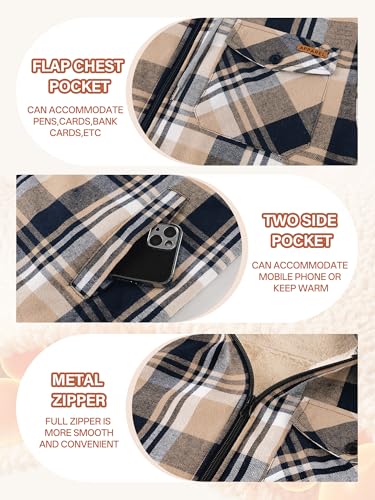 Mens Plaid Flannel Jacket Fleece Lined Zip Up Hoodie for Men Hooded Winter Coat4