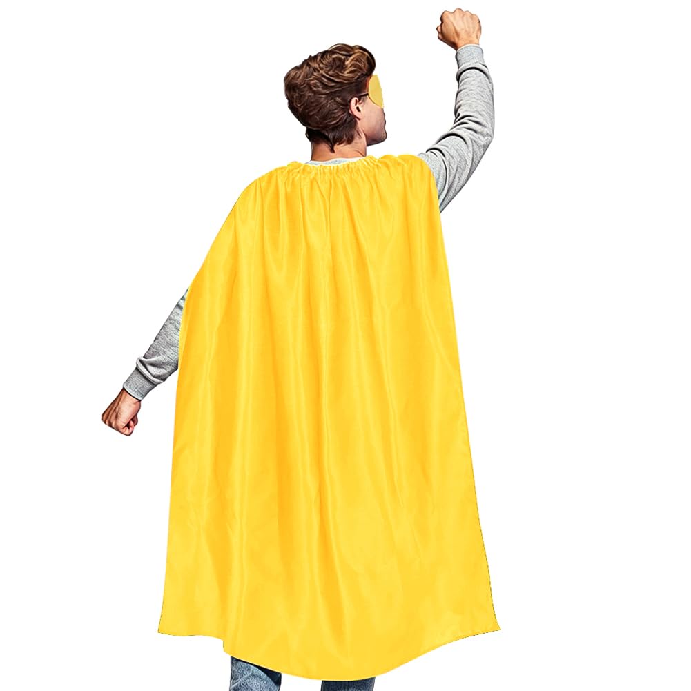 AUYAO Super-Heroes Costumes Heroes Capes Kit Adult Capes Cloak Dress Up Set with Eye Mask 2Pcs Men Women Super-Heros Fancy Dress Costume Capes for Halloween Christmas World Book Day Party(Yellow)