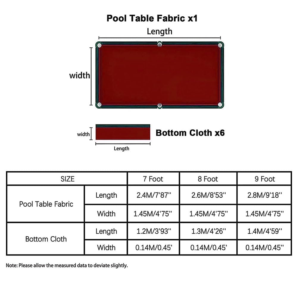 Nappe de billard professionnelle en feutre pour table de billard, convient aux tables standard de 7 pieds/8 pieds/9 pieds, nappe de jeu de sport avec 6 enveloppes latérales, nappe de jeu 7FT black