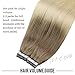 Tape in Extensions Ombre 16 Inch Remy Tape in Hair Extensions Color #6 Brown Ombre to #613 Bleach Blonde Extensions Natural Human Hair 20 Pieces 50 Gram Siky Straight