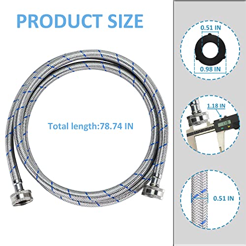 Cenipar 6FT STRAIGHT WASHER HOSES Washing Machine Hoses 6Ft Straight Stainless Steel Burst Proof 2 Pack thumb #3