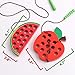 Lacing Toy for Kids: Wooden Threading Toys, 1 Apple and 1 Watermelon with Bag and Sticker, Educational and Learning Montessori Activity for Baby and Kids, Great Car and Plane Puzzle Travel Games