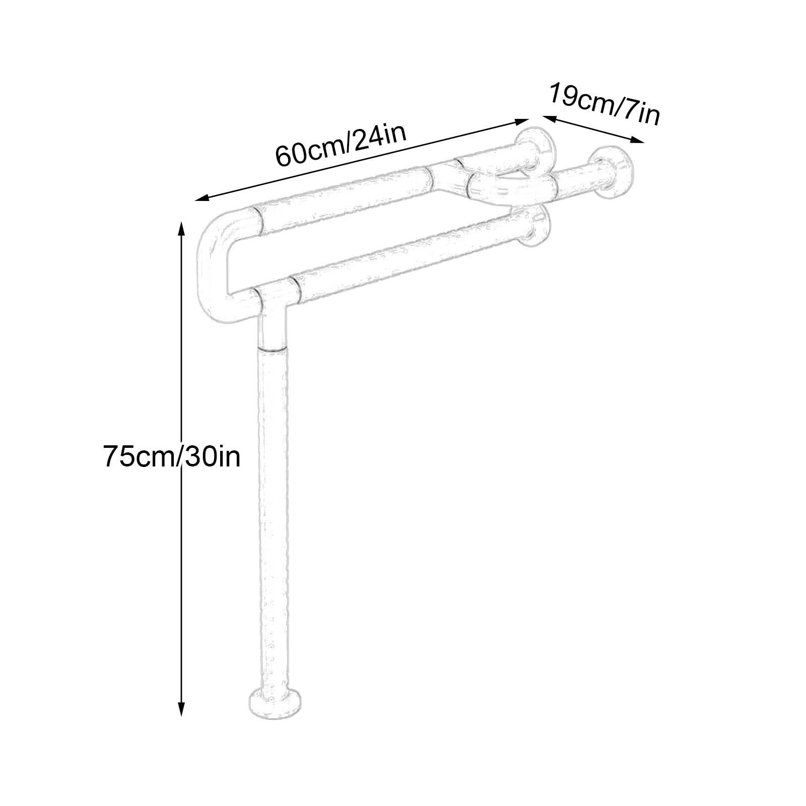 Barras de Apoyo para baño, Barras Antideslizantes de Acero Inoxidable para Ayudar a Las Personas Mayores y discapacitadas a Mantener un Equilibrio Seguro (Blanco, 60 cm/24 Pulgadas