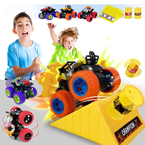 CozyBomB Friction Powered Monster Trucks Toys for Boys - Push and Go Car Vehicles Truck Jam Playset, Inertia Vehicle Cars, Kids Birthday Christmas Party Supplies Gift 3 Years Old 3-Pack - Image 3