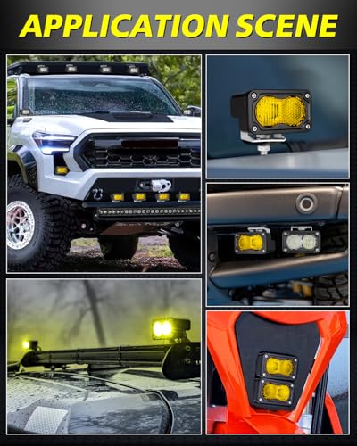 Image of Yellow LED Pods 2Pcs 3 inch 40W CREE LED Low Beam Yellow Fog Lights | Small Off Road Driving Combo Light Pods Ditch Backup Chase Light Bars for Trucks Trailer Pickup Motorcycle UTV ATV SUV