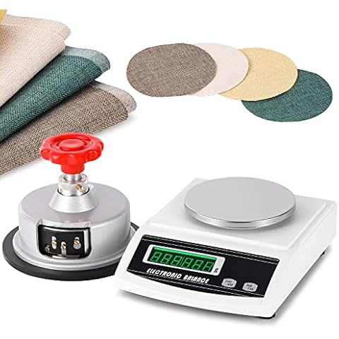 NEWTRY 2000g/0.01g Fabric GSM Precision Electronic Balance Digital Analytic Scale with a Adjustable Disk Sampler Cloth Cutter 100cm2 of 0-2mm, for Fabrics, Paper (2000g/0.01g + Sampler) Cover