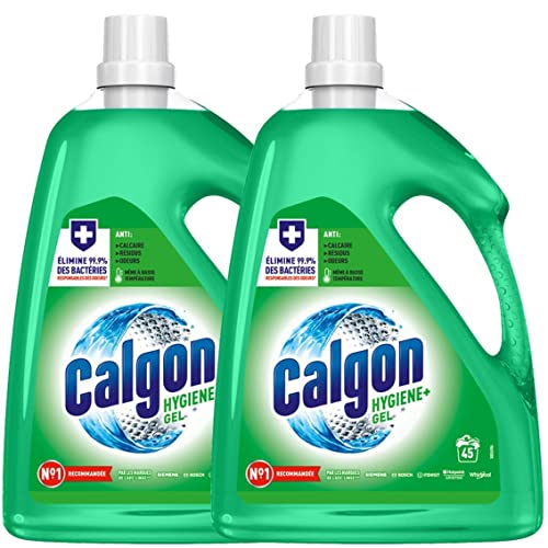 CALGON Lot de 2 Gels Hygiène Plus Anticalcaire Nettoyant pour Lave-linge - 2,25L