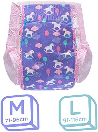 LittleForBig Printed Brief Diaper Incontinence Underwear 10 Pieces-Little Fantasy (Medium 28-38)