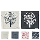 AWIIK – Bolsas para Almacenamiento de mascarillas. Caja portátil para Guardar mascarillas. Estuche de Tela, Funda de algodón. Porta máscara Lavable Antipolvo antibacteria – 2 Unidades + Sticker (A)