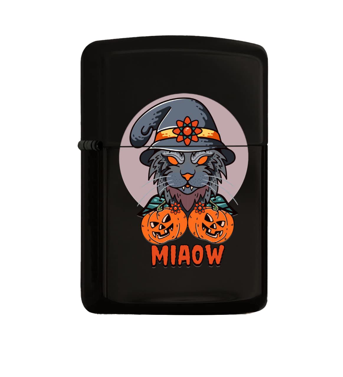 BK Gift Happy Halloween Tasarımlı Renkli Baskılı Siyah Benzinli Metal Çakmak