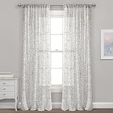 Ballgown Glam Sparkle Sequins Window Curtain Panel, Single, 52' W x 84' L, Silver & White - Sequin Curtains - Sparkly Drapes - Silver Curtain - Modern Glam Decor