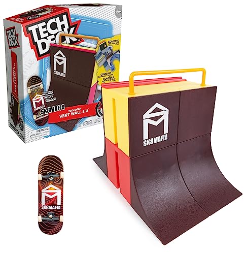 TECH DECK - FINGER SKATE - STARTER SET X-CONNECT SK8MAFIA VERT WALL - Tech Deck Skatepark 100% Modulable À Construire Et Personnaliser + 1 Finger Skate...