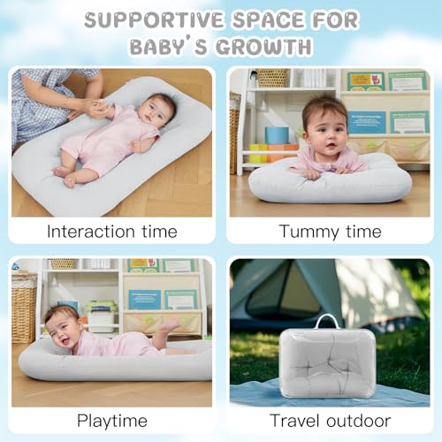 Image of Baby Lounger for Newborn, Bionic Design Baby Lounger, Soft Organic Cotton Breathable Lounger for Infants 0-18 Months (Gray)