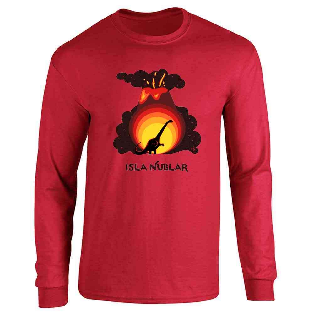 Isla Nublar Travel Vacation Dinosaurs Funny Red L Full Long Sleeve Tee T-Shirt