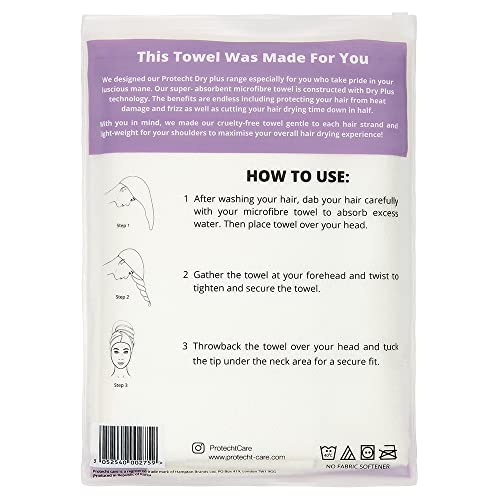 PROTECHT DRYPLUS Microfibre Hair Towel -White - Image 3