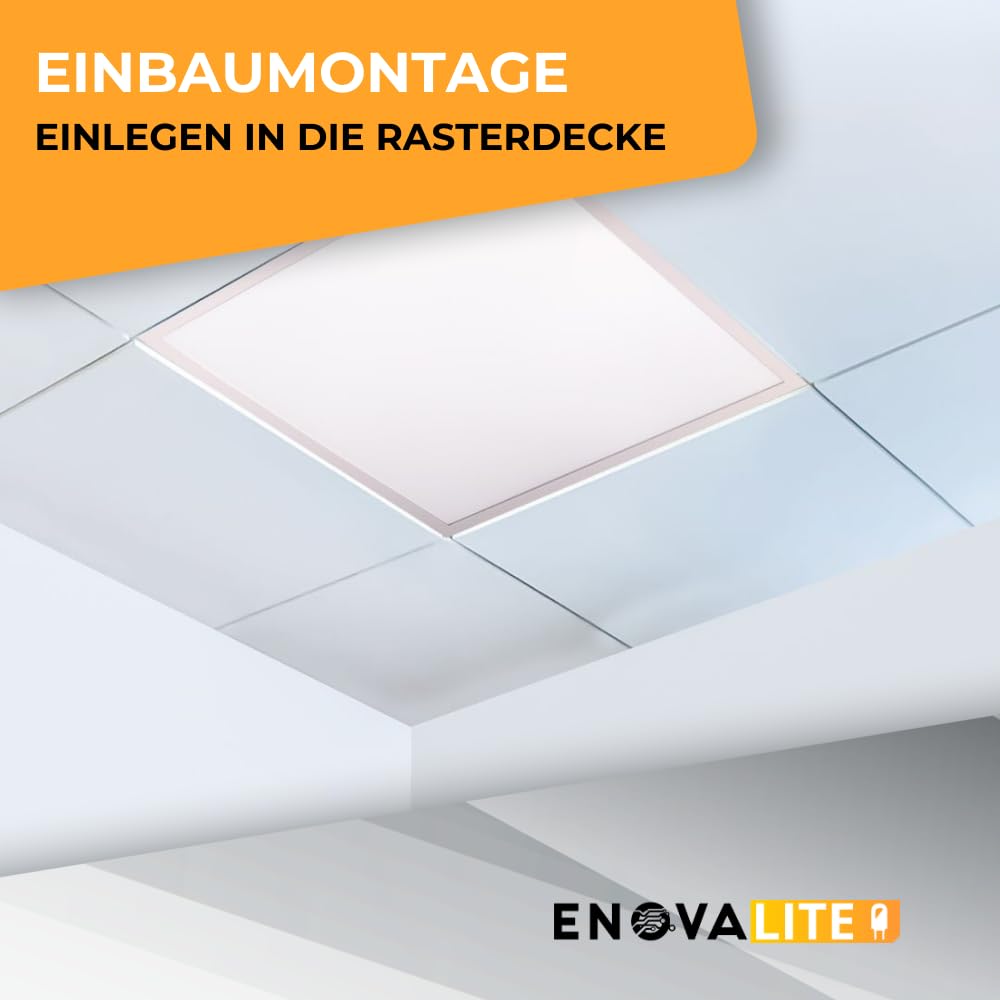 LED Panel 62x62 cm dimmbar mit Fernbedienung - Farbtemperatur einstellbar 3000K 4000K 6000K - 36W 3600lm - flache LED Lampe Paneele für Rasterdecke inkl. 230V Netzteil - 620x620x0,9mm