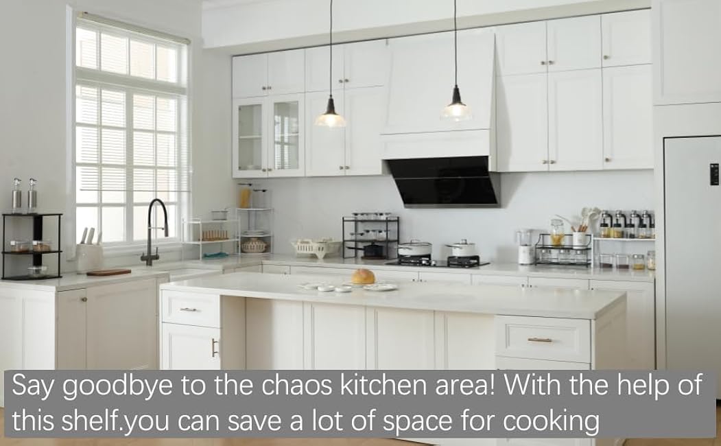 2-Tier Expandable Organizer Shelf for Kitchen Cabinet, Countertop, Pantry & Under-Sink Storage(White)