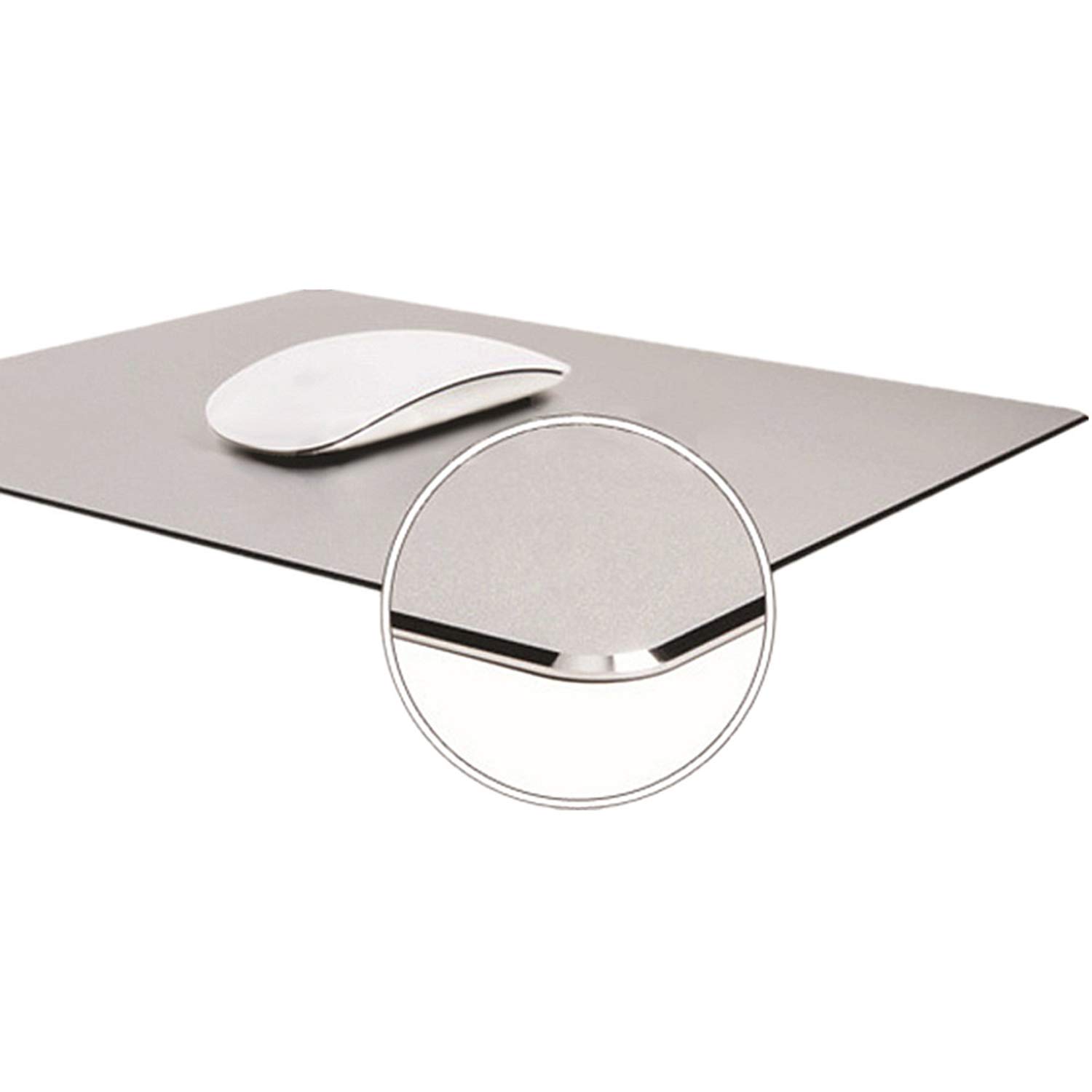 DIGIFLEX Aluminiowa Podkładka Pod Mysz - Metalowa 22x18cm Srebrna | Płynne Sterowanie, Antypoślizgowa Podstawa, Biuro I Gry, Wodoodporna Powierzchnia