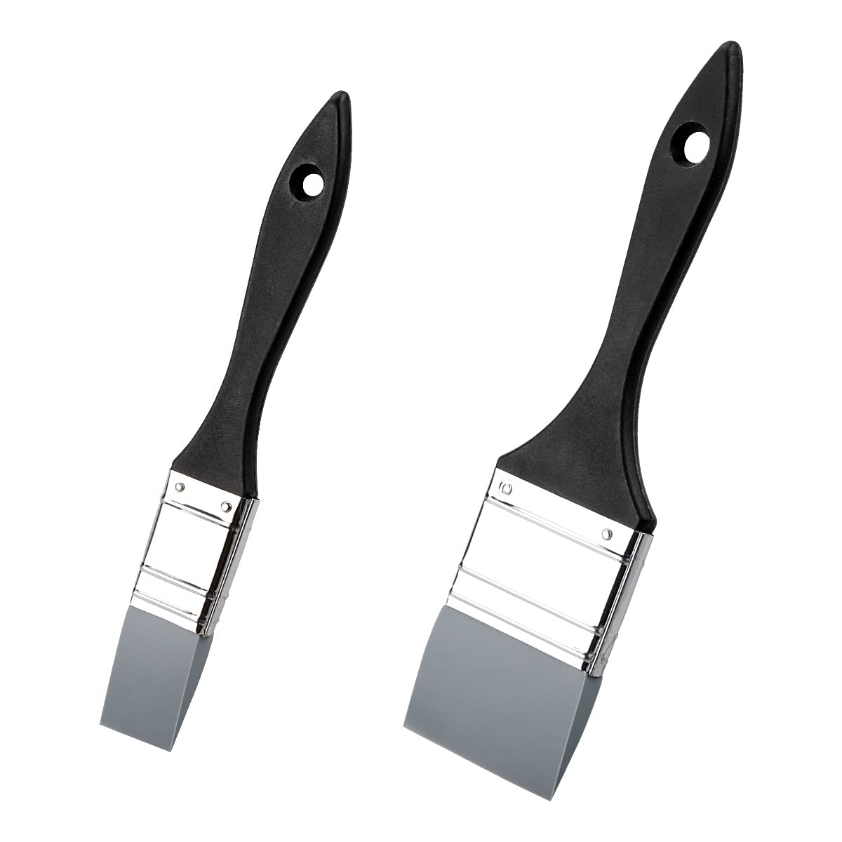 2Pcs Silicone Paint Brushes, Jagowa Solid Flat Flexible Paintbrush Set Color Shaper Painting Tool for Acrylic Paints (1 Inch, 2 Inch)