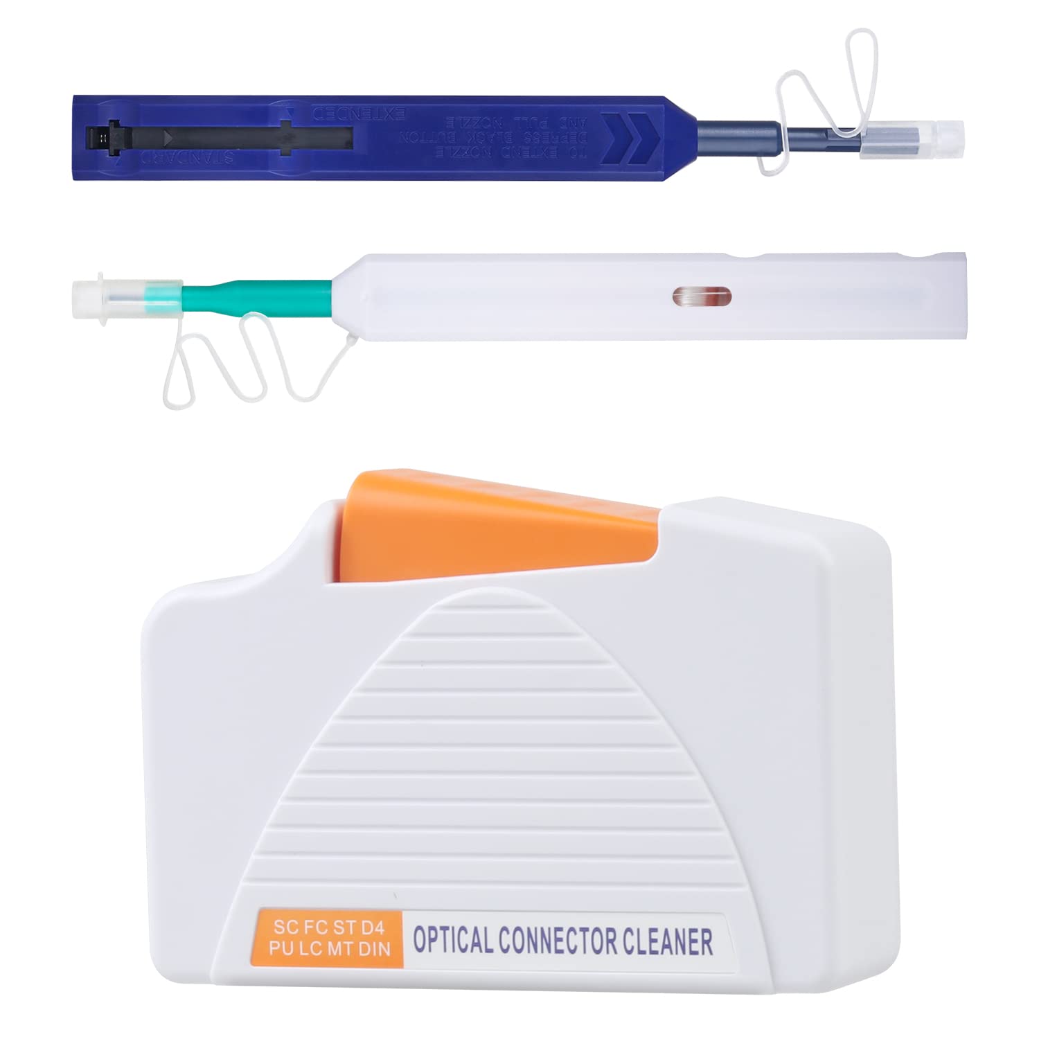 MSDADA Glasfaser Reinigungsstifte Glasfaser-Reinigungsbox, Fiber Optic Cleaner AUA-550 Reinigungskassetten-Reiniger für Glasfaserkabel LC/MU/SC/FC/ST/E2000/MPO/MTP/MTRJ/MU(LC+SC+Reinigungsbox)