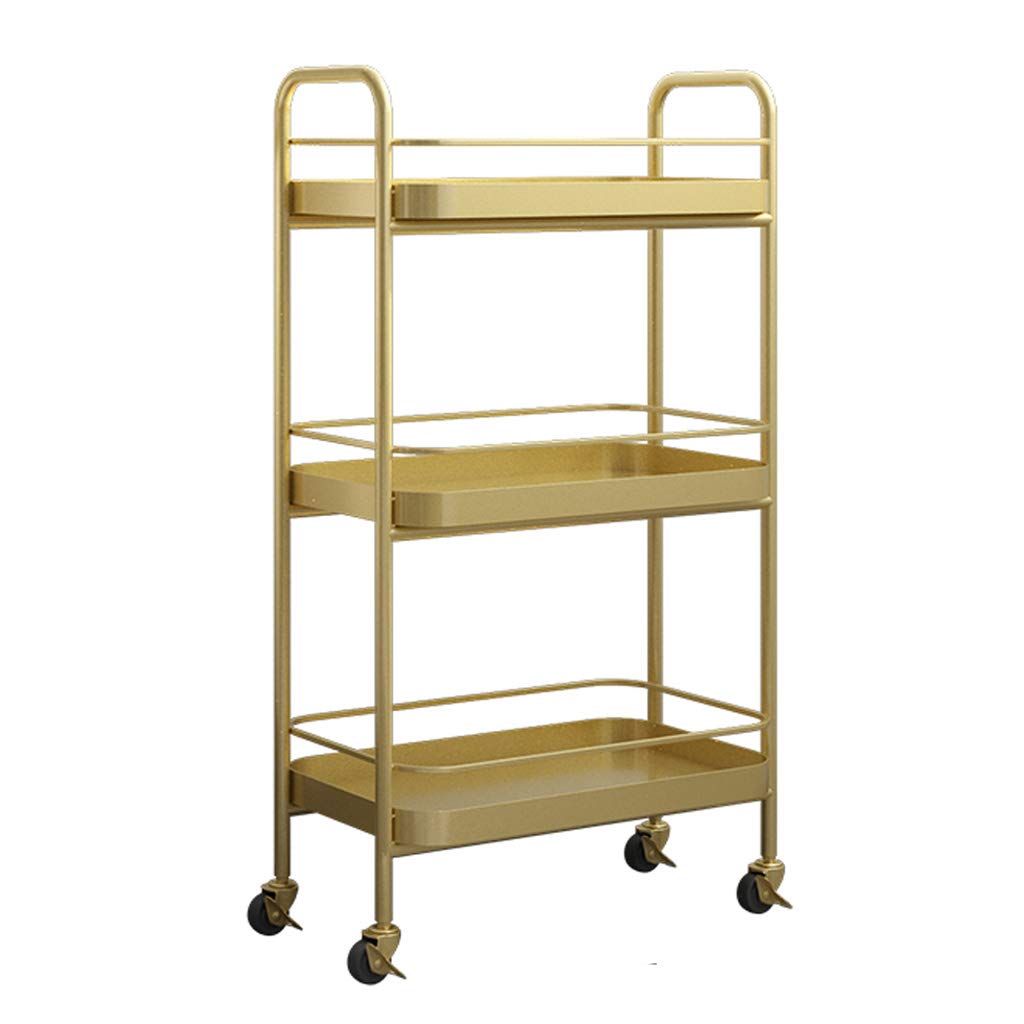 Troly z hamulcem, 3-poziomowy metalowy wózek serwisowy do sprzętu, 45 cm szerokości x 25 cm głębokości x 81 cm wysokości, stylowy czarno-biały design