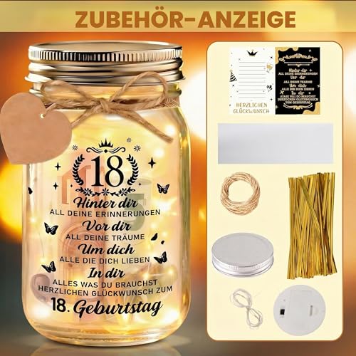 Johiux Geschenke zum 18 Geburtstag Mädchen Junge,LED Flaschenlicht Geldgeschenke Geburtstag 18… – Ansicht 2