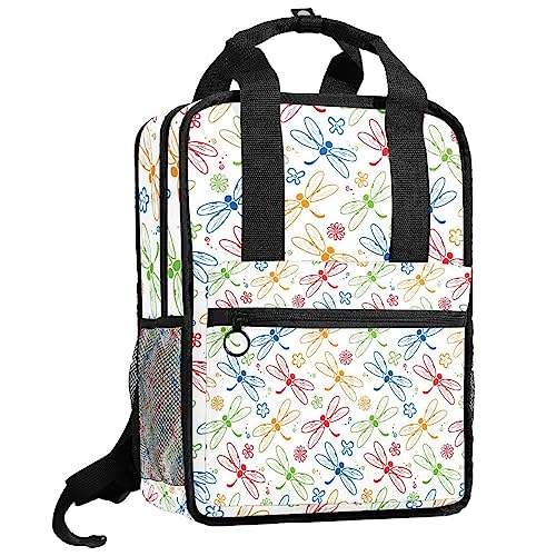Cartable pour filles multicolore motif libellule avec bretelles réglables