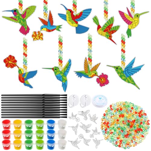 Pasimy 36 Sets Hummingbird Suncatchers Craft Kits Bird Paint Window