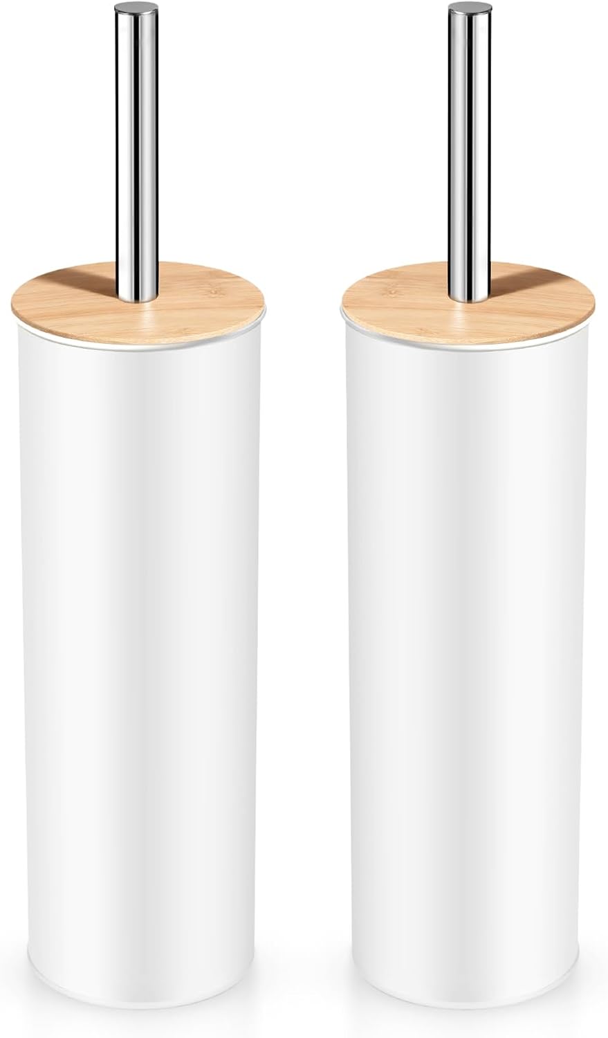 Compact Toilet Brush and Holder 2 Pack,SetStainless Steel Handle Toilet Brush,Deep Cleaning,Durable Nylon bristles,Splash-Proof Design(White&Black)