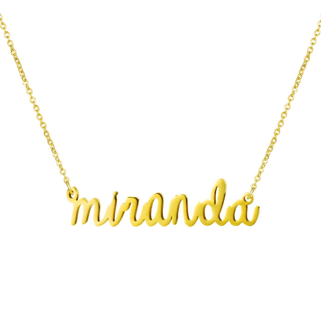 YiyangPersonalized Name Necklace 18K Gold Plated Stainless Steel pendant Jewelry Birthday Gift for Girls