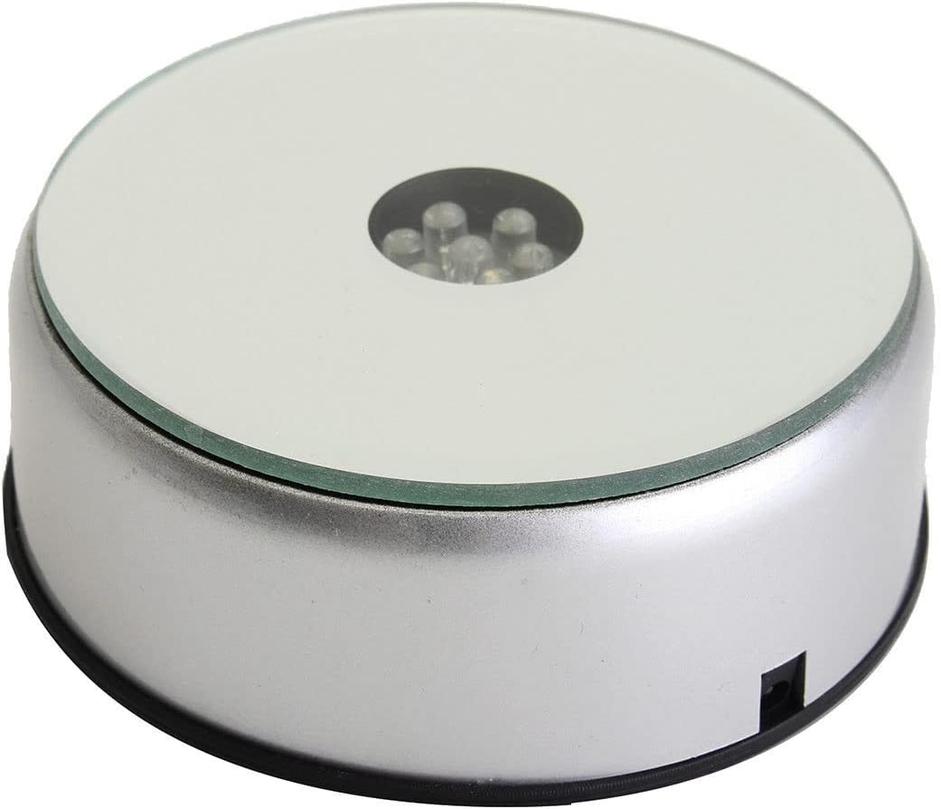 7 LED ROTATING LIGHT BASE 2993 WITH UK 3 PIN ADAPTER FOR DISPLAYING LASER PAPERWEIGHTS, SWAROVSKI CRYSTAL AND GLASS ORNAMENTS