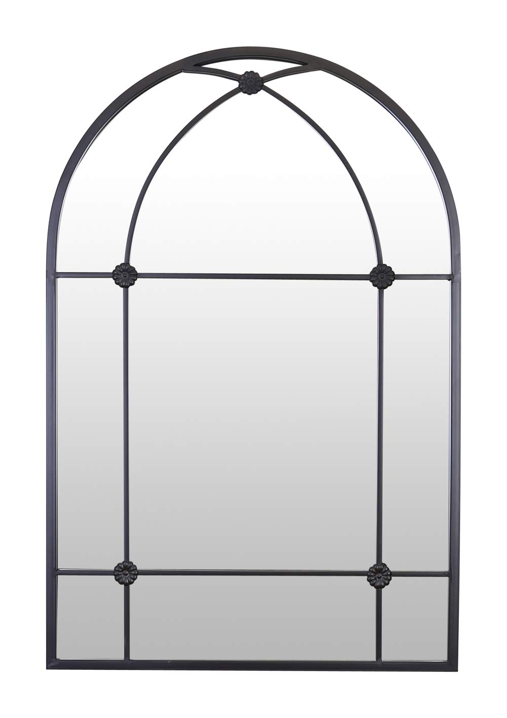 Select Mirrors - Chelsea Arched Window Wall Mirror, Stylish and Elegant Home Decor for Bathroom, Bedroom, Living Room, Office, Hallway and Fireplace, Metal Frame, Color Black - 60x90 cm