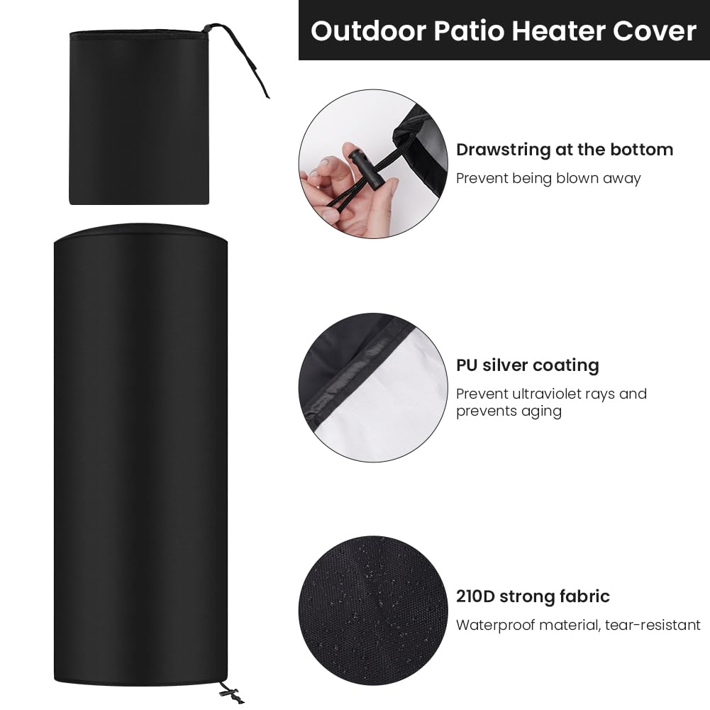 AOOWU Cubierta del Calentador a Prueba de Agua Patio, 210D Cubierta del Calentador de Gas De Tela Oxford con Cordón Ajustable, Resistente al Viento Cubierta del Calentador (50X50X120CM)