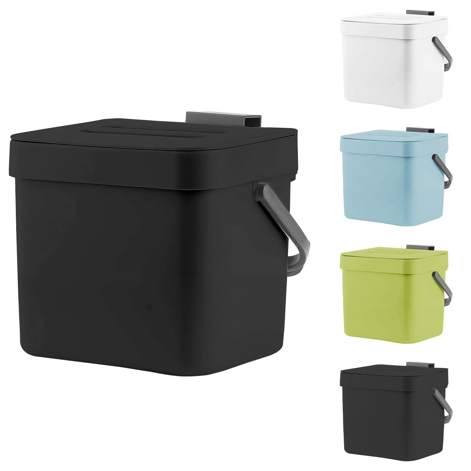 Compost Bin for Kitchen, 1.8 Gallon Hanging Small Trash Can with