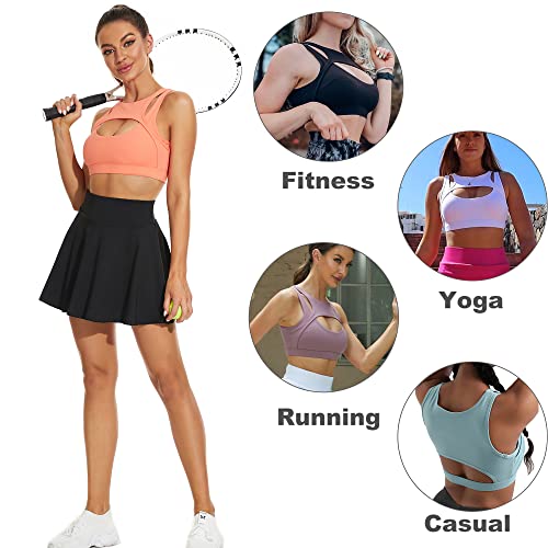 Image of Betaven Push up Sports Bra for Women Sexy Hollow Crop Tops with Removable Cups Workout Fitness Yoga Bra Medium Support