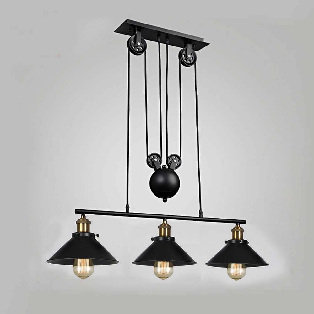 Lámpara de techo de tres luces, isla de cocina, regulable, industrial, rústica, firme, vintage, para cocina, comedor, hogar