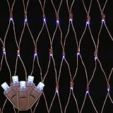 Vickerman 150-Light 2-Feet by 8-Feet LED Blue Brown Wire Wide Angle Net