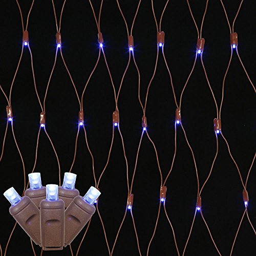 Vickerman 150-Light 2-Feet by 8-Feet LED Blue Black Wire Wide Angle Net