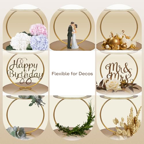 NWK 12inch to 4inch 2 Piece Gold Metal Tired Floating Cake Stand Spacer Round Decorating Display Riser Pastry Holder for Wedding Birthday Anniversary Party for Centerpiece for Dessert Table (12inch) - Image 7