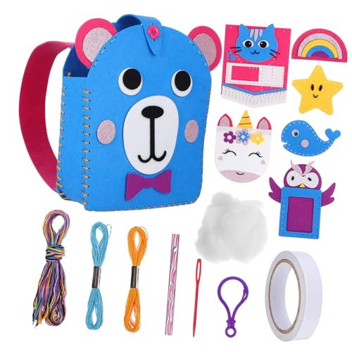 HEMOTON Complete Boys and Girls Sewing Kit Hand-Sewn Felt Material for DIY Projects Animal Bags