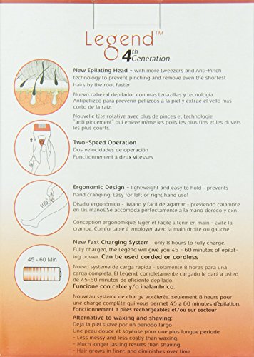 Epilady Hair Removal Epilator For Women | Rechargeable Hair Remover For Women | Legend 4 Electric Shaver For Women, Hair Removal Device | Bikini Trimmer W/ Pouch | Cord/Cordless, 2 Speeds #TOP7