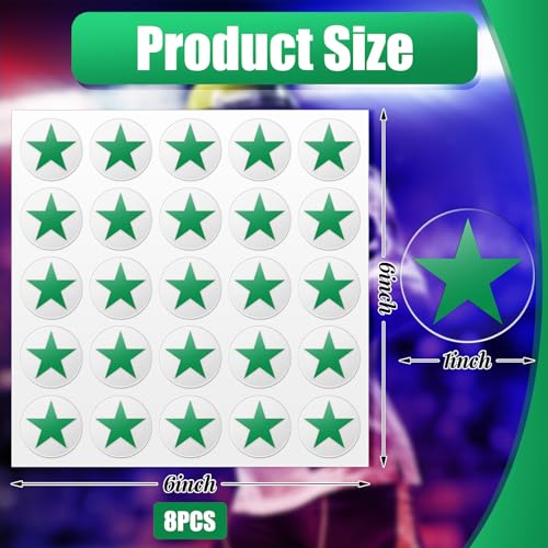 Image of Leinuosen Helmet Stickers Football Baseball Helmet Decals 1-1 /8 Inch Vinyl Sports Football Decals Self Adhesive Hockey Stickers for Hockey, Lacrosse, Batting(Clear Print Green, Star)