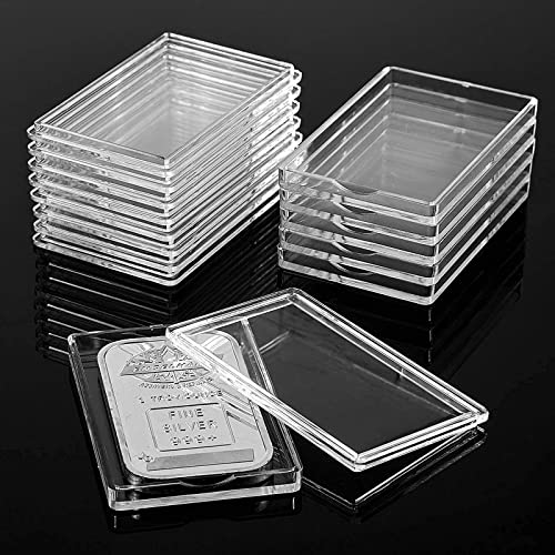 Image of Geiserailie 30 Pcs 1 oz Silver Bar Holder Case, Clear Acrylic Silver and Gold Bar Holder Capsule Storage Container Box for 1 Ounce