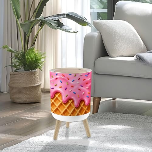 Caneca redonda pequeña con tapa y patas de madera miniatura 2